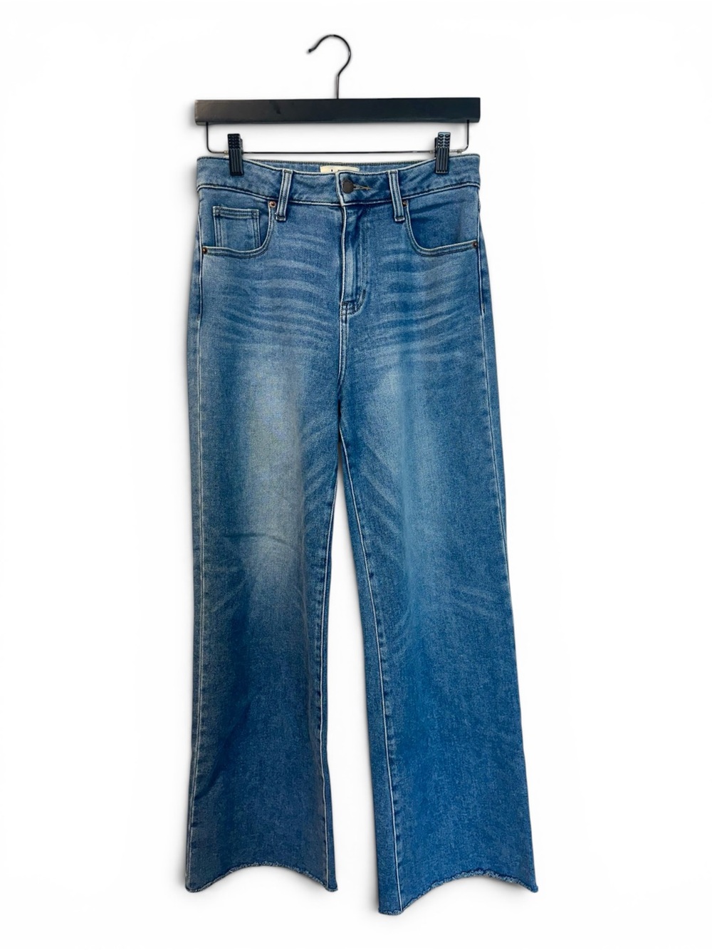 Letters to Juliet Wide Leg Raw Hem Stretch High Rise Women’s MedWash Jeans SZ 29